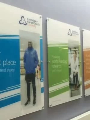 printed acrylic signs used in canterbury AC college