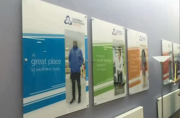 printed acrylic signs used in canterbury AC college